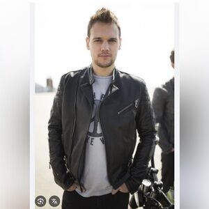 COCKPIT USA Men’s MEDIUM Genuine Leather Biker Jacket Y2K Cafe Moto Racer